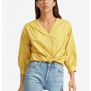 Everlane silky cotton lantern top in golden palm